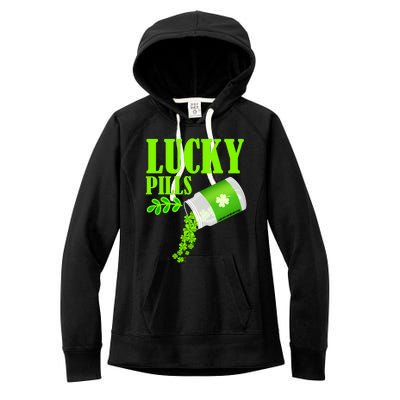 Funny Lucky Pills With Shamrock Clover St Patty's Day Cool Gift Women's Fleece Hoodie