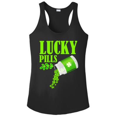 Funny Lucky Pills With Shamrock Clover St Patty's Day Cool Gift Ladies PosiCharge Competitor Racerback Tank