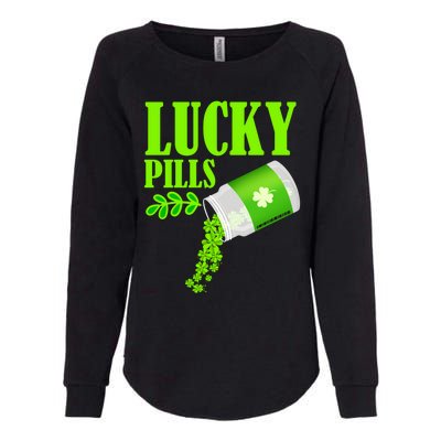 Funny Lucky Pills With Shamrock Clover St Patty's Day Cool Gift Womens California Wash Sweatshirt