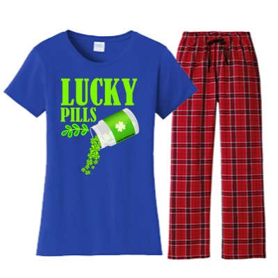 Funny Lucky Pills With Shamrock Clover St Patty's Day Cool Gift Women's Flannel Pajama Set