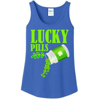 Funny Lucky Pills With Shamrock Clover St Patty's Day Cool Gift Ladies Essential Tank