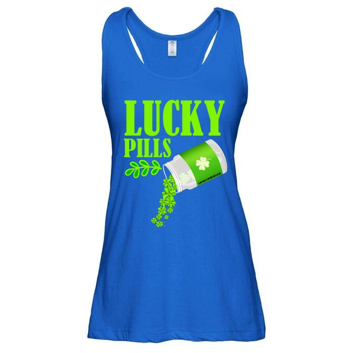 Funny Lucky Pills With Shamrock Clover St Patty's Day Cool Gift Ladies Essential Flowy Tank