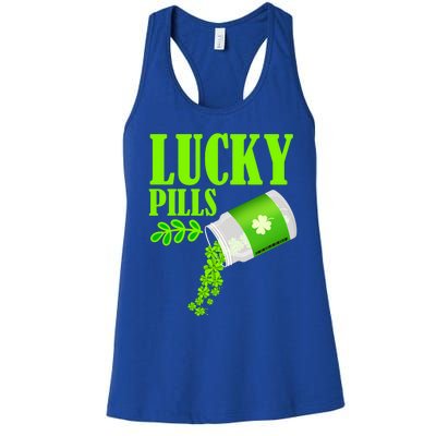 Funny Lucky Pills With Shamrock Clover St Patty's Day Cool Gift Women's Racerback Tank