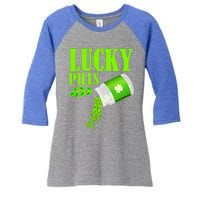 Funny Lucky Pills With Shamrock Clover St Patty's Day Cool Gift Women's Tri-Blend 3/4-Sleeve Raglan Shirt