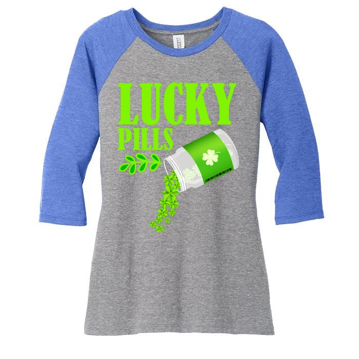 Funny Lucky Pills With Shamrock Clover St Patty's Day Cool Gift Women's Tri-Blend 3/4-Sleeve Raglan Shirt