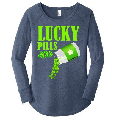 Funny Lucky Pills With Shamrock Clover St Patty's Day Cool Gift Women's Perfect Tri Tunic Long Sleeve Shirt