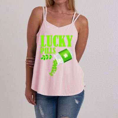 Funny Lucky Pills With Shamrock Clover St Patty's Day Cool Gift Women's Strappy Tank