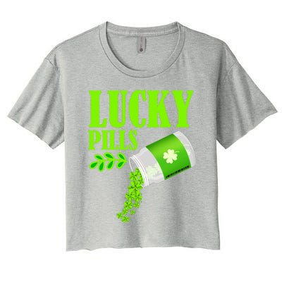 Funny Lucky Pills With Shamrock Clover St Patty's Day Cool Gift Women's Crop Top Tee