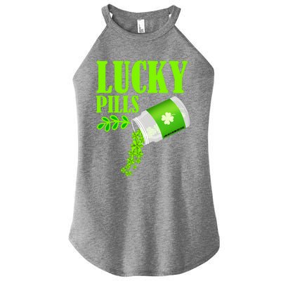 Funny Lucky Pills With Shamrock Clover St Patty's Day Cool Gift Women's Perfect Tri Rocker Tank