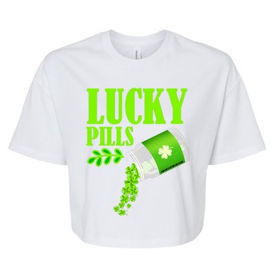 Funny Lucky Pills With Shamrock Clover St Patty's Day Cool Gift Bella+Canvas Jersey Crop Tee