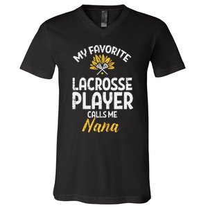 Favorite Lacrosse Player Nana Lax Family Grandma Mimi  V-Neck T-Shirt