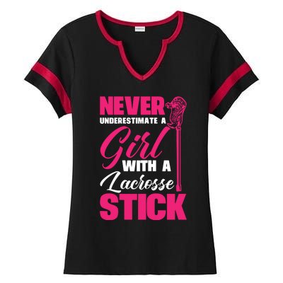 Funny Lacrosse Player With A Lacrosse Stick Ladies Halftime Notch Neck Tee