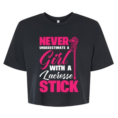 Funny Lacrosse Player With A Lacrosse Stick Bella+Canvas Jersey Crop Tee