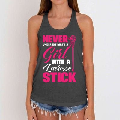 Funny Lacrosse Player With A Lacrosse Stick Women's Knotted Racerback Tank