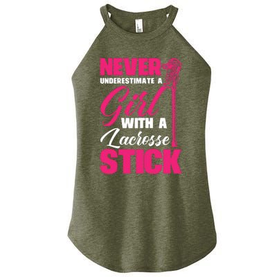 Funny Lacrosse Player With A Lacrosse Stick Women’s Perfect Tri Rocker Tank