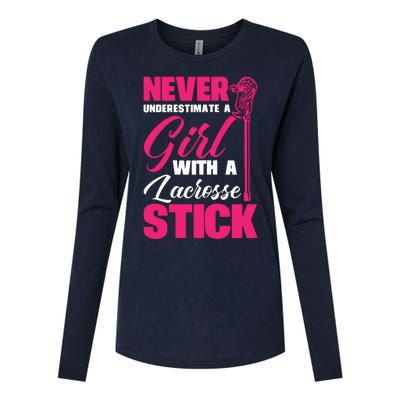 Funny Lacrosse Player With A Lacrosse Stick Womens Cotton Relaxed Long Sleeve T-Shirt