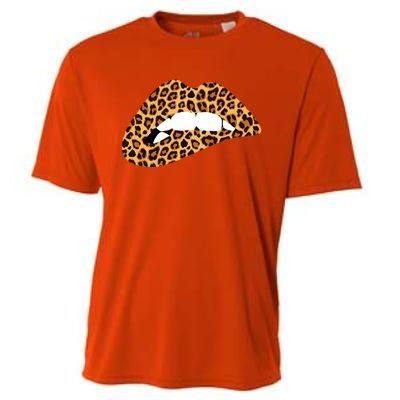 Funny Leopard Print Lips Biting Bite Me Funny Gift Cute Gift Cooling Performance Crew T-Shirt