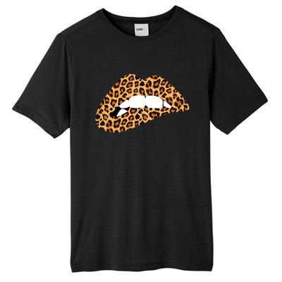 Funny Leopard Print Lips Biting Bite Me Funny Gift Cute Gift Tall Fusion ChromaSoft Performance T-Shirt