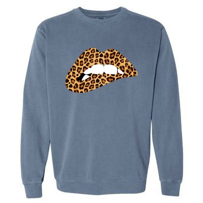 Funny Leopard Print Lips Biting Bite Me Funny Gift Cute Gift Garment-Dyed Sweatshirt