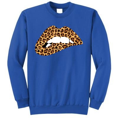 Funny Leopard Print Lips Biting Bite Me Funny Gift Cute Gift Sweatshirt