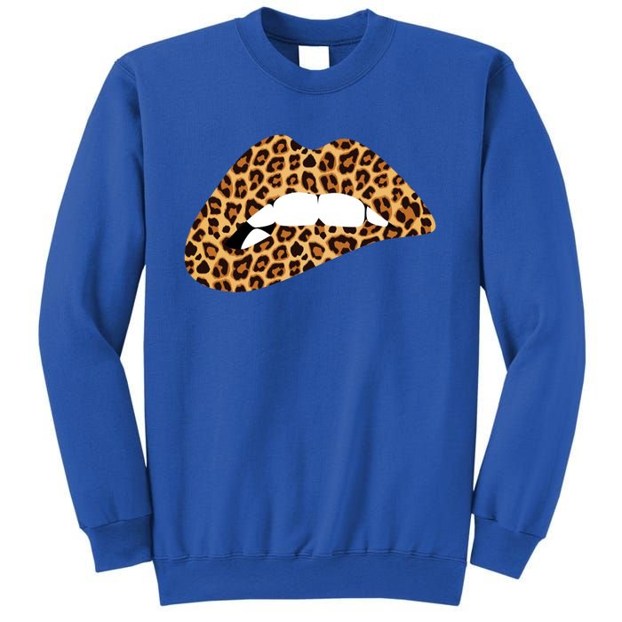 Funny Leopard Print Lips Biting Bite Me Funny Gift Cute Gift Sweatshirt