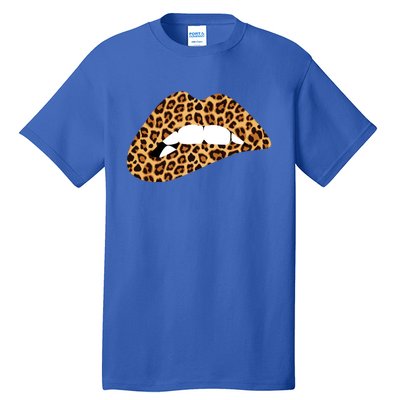 Funny Leopard Print Lips Biting Bite Me Funny Gift Cute Gift Tall T-Shirt