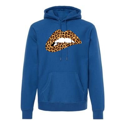 Funny Leopard Print Lips Biting Bite Me Funny Gift Cute Gift Premium Hoodie