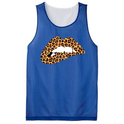 Funny Leopard Print Lips Biting Bite Me Funny Gift Cute Gift Mesh Reversible Basketball Jersey Tank