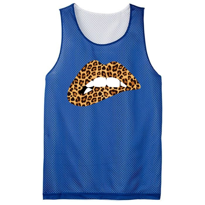 Funny Leopard Print Lips Biting Bite Me Funny Gift Cute Gift Mesh Reversible Basketball Jersey Tank