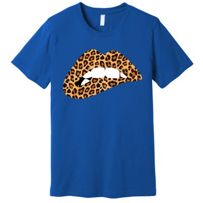 Funny Leopard Print Lips Biting Bite Me Funny Gift Cute Gift Premium T-Shirt