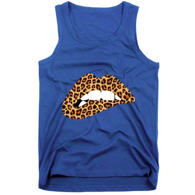 Funny Leopard Print Lips Biting Bite Me Funny Gift Cute Gift Tank Top