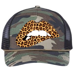 Funny Leopard Print Lips Biting Bite Me Funny Gift Cute Gift Retro Rope Trucker Hat Cap