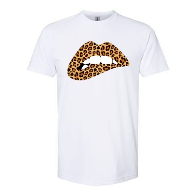 Funny Leopard Print Lips Biting Bite Me Funny Gift Cute Gift Softstyle CVC T-Shirt