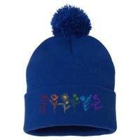 Flower Lgbt Pride Rainbow Plant Lover Meaningful Gift Lgbt Gay Gift Pom Pom 12in Knit Beanie