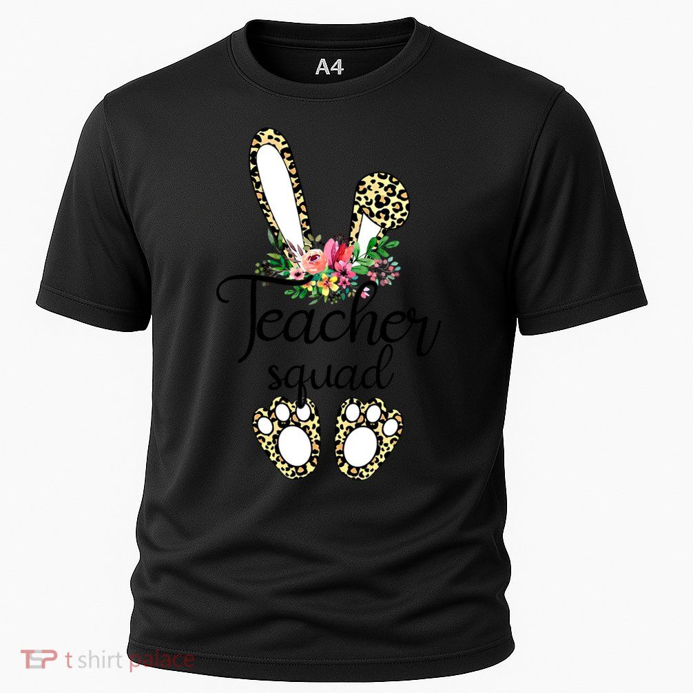 Funny Leopard Print Bunny Teacher Squad Happy Easter Day Cute Gift Performance Shirt