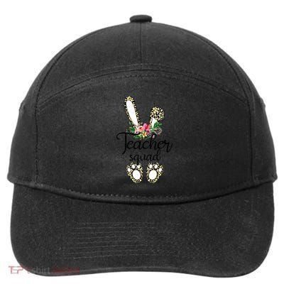 Funny Leopard Print Bunny Teacher Squad Happy Easter Day Cute Gift 7-Panel Snapback Hat