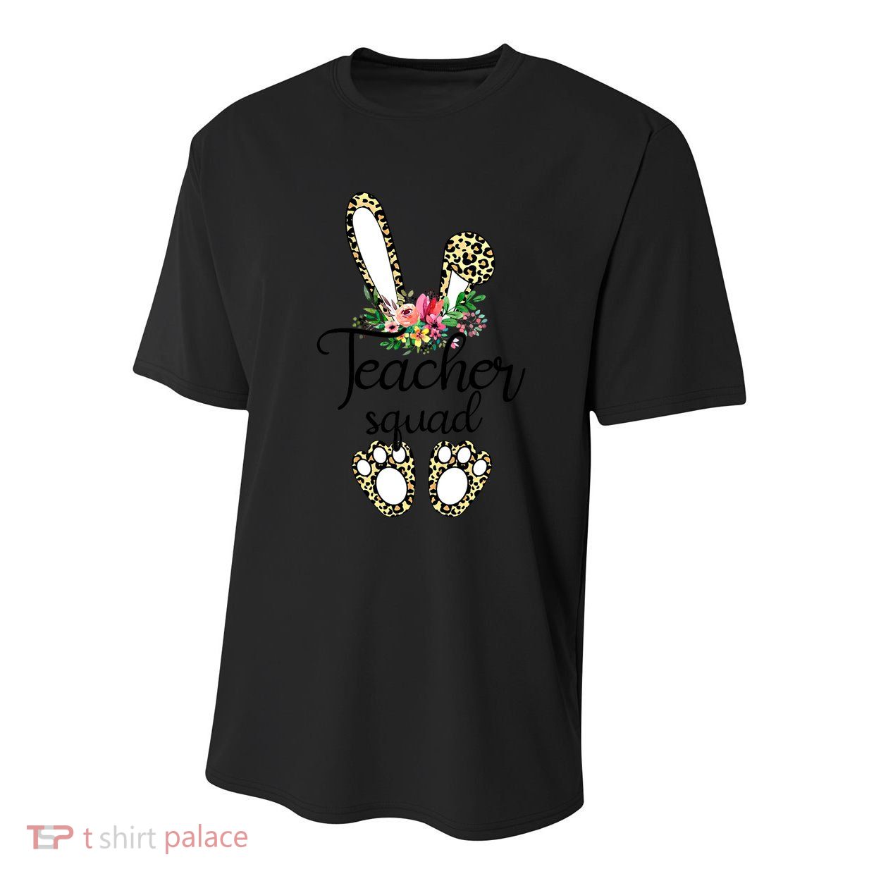 Funny Leopard Print Bunny Teacher Squad Happy Easter Day Cute Gift Youth Performance Sprint T-Shirt