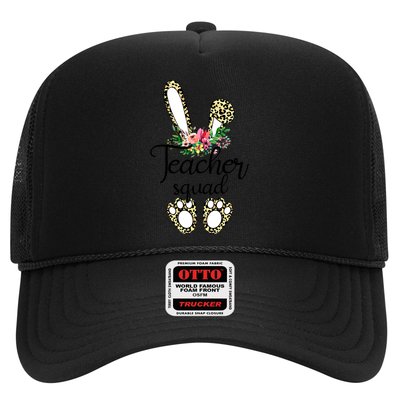 Funny Leopard Print Bunny Teacher Squad Happy Easter Day Cute Gift Trucker Hat