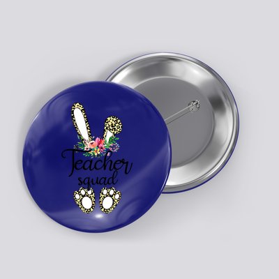 Funny Leopard Print Bunny Teacher Squad Happy Easter Day Cute Gift Button