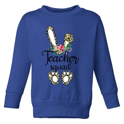 Funny Leopard Print Bunny Teacher Squad Happy Easter Day Cute Gift Toddler Sweatshirt