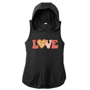 Funny Love Pizza Retro Valentine's Day Gift Ladies PosiCharge Tri-Blend Wicking Draft Hoodie Tank