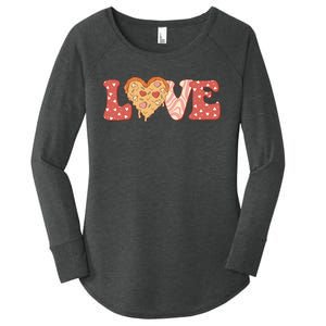 Funny Love Pizza Retro Valentine's Day Gift Women's Perfect Tri Tunic Long Sleeve Shirt