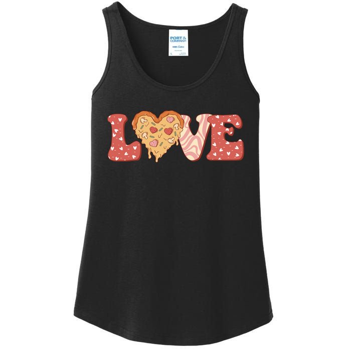 Funny Love Pizza Retro Valentine's Day Gift Ladies Essential Tank