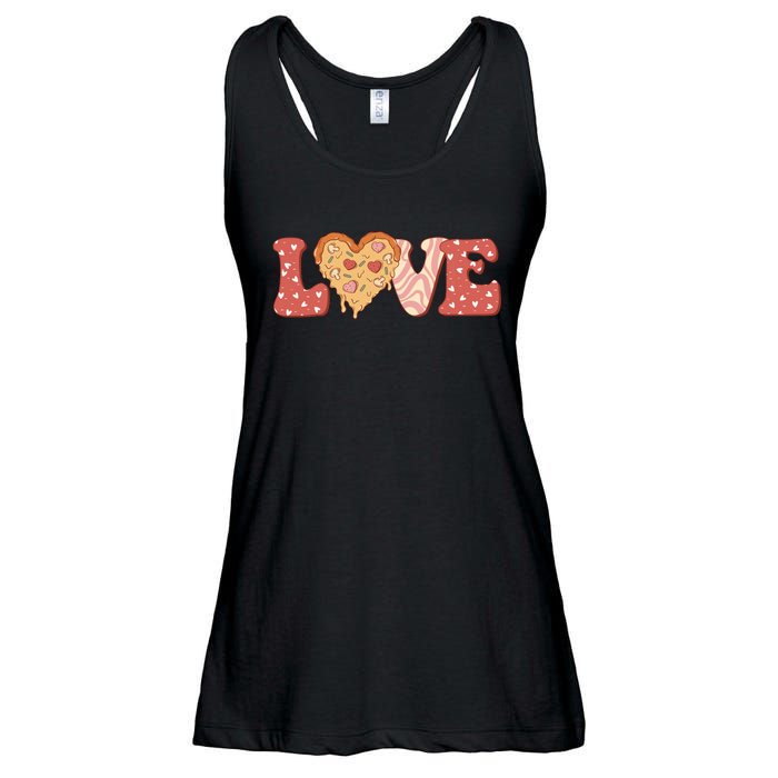 Funny Love Pizza Retro Valentine's Day Gift Ladies Essential Flowy Tank