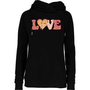 Funny Love Pizza Retro Valentine's Day Gift Womens Funnel Neck Pullover Hood