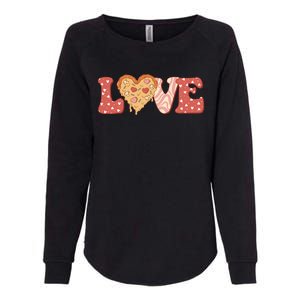 Funny Love Pizza Retro Valentine's Day Gift Womens California Wash Sweatshirt