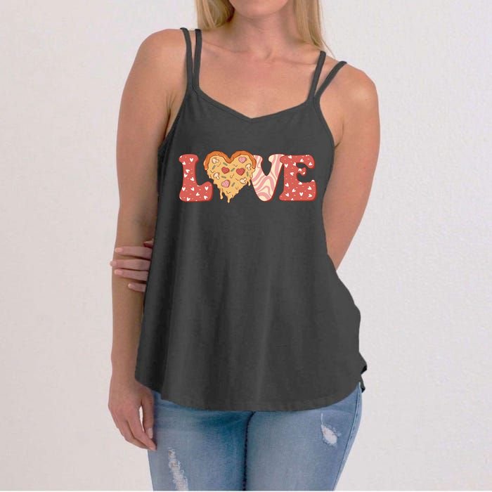 Funny Love Pizza Retro Valentine's Day Gift Women's Strappy Tank