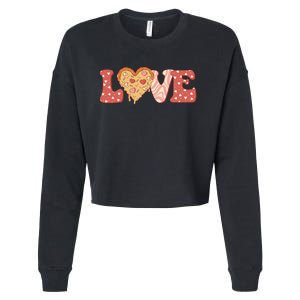 Funny Love Pizza Retro Valentine's Day Gift Cropped Pullover Crew