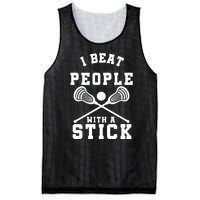 Funny Lacrosse Player I Beat People With A Stick Mesh Reversible Basketball Jersey Tank