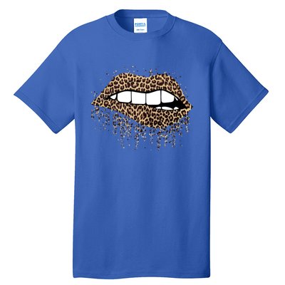 Fashion Leopard Print Dripping Biting Lip Teens Gift Tall T-Shirt